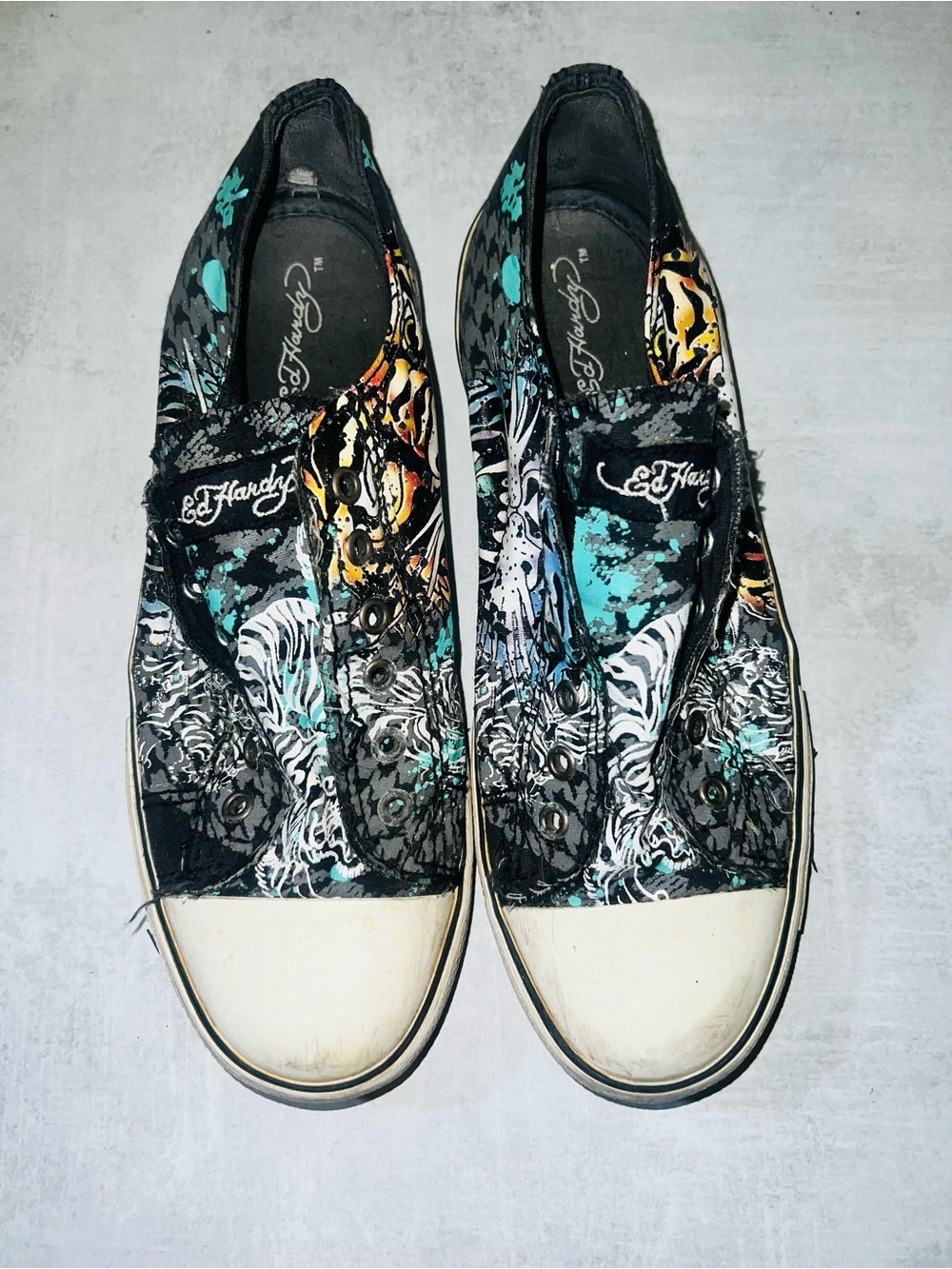 Ed Hardy Graphic Print Low-Top Slip-On Sneakers